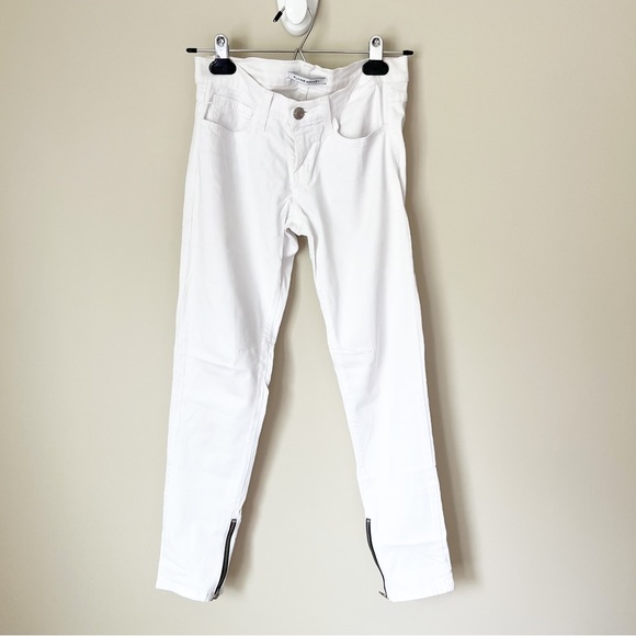 Flying Monkey Denim - Flying Monkey Moto Zipper Skinny Ankle Jeans White 25